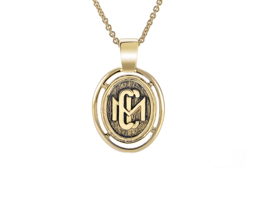 10K Gold Claremont McKenna College custom design class pendant with 14k gold chain