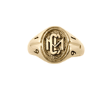 Woman's 10k yellow Gold CMC custom design class ring by AMD Originals with engraved 1991 year, front view.