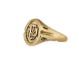Woman's 10k Yellow Gold CMC custom design class ring by AMD Originals with engraved 1991 year, side view.
